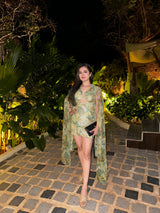 Plunge neck long sleeve dress