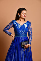 Embellished Blue Sequence Gown - Aayushi Pathania Jaipur