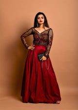 Full embellished blouse with silk skirt - Aayushi Pathania Jaipur