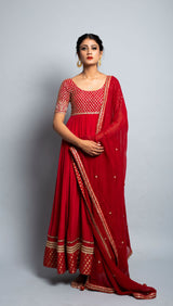 Red Embroidered heavy Anarkali - Aayushi Pathania Jaipur