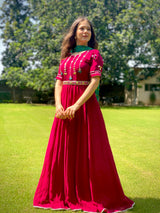 Dark Pink Handwork Anarkali - Aayushi Pathania Jaipur