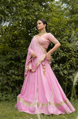 Resham & sequence Embroidered Pink lehenga - Aayushi Pathania Jaipur