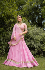 Resham & sequence Embroidered Pink lehenga - Aayushi Pathania Jaipur