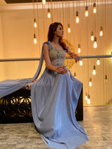 Greek trail rhinestone embellished gown - Aayushi Pathania Jaipur