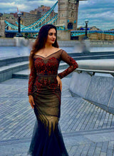 Black embellished Runway-Hit Gown - Aayushi Pathania Jaipur