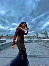 Black embellished Runway-Hit Gown - Aayushi Pathania Jaipur