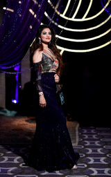 Blue multicolor Bling Fishcut gown - Aayushi Pathania Jaipur