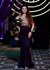 Blue multicolor Bling Fishcut gown - Aayushi Pathania Jaipur