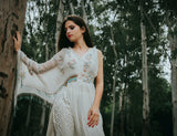 Ivory Bliss Embellished Gown with chikankari pants - Aayushi Pathania Jaipur