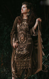 Brown and Gold heavy hand embroidery suit set - Aayushi Pathania Jaipur