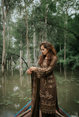 Brown and Gold heavy hand embroidery suit set - Aayushi Pathania Jaipur