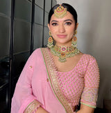Resham & sequence Embroidered Pink lehenga - Aayushi Pathania Jaipur