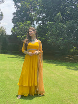 Sunflower mist color embroidered Anarkali set - Aayushi Pathania Jaipur