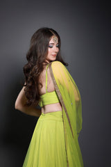Lime Green Mirror work Lehenga - Aayushi Pathania Jaipur