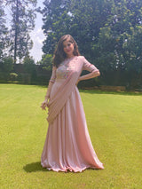 Pink embroidered Pre-drape Anarkali - Aayushi Pathania Jaipur