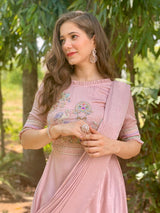 Pink embroidered Pre-drape Anarkali - Aayushi Pathania Jaipur