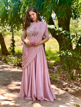 Pink embroidered Pre-drape Anarkali - Aayushi Pathania Jaipur