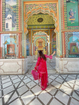 Pink Lehariya embellished sleeves Sharara Set - Aayushi Pathania Jaipur