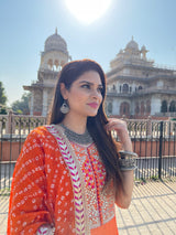 Orange Gotta Patti handwork Anarkali - Aayushi Pathania Jaipur