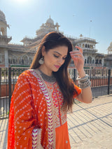Orange Gotta Patti handwork Anarkali - Aayushi Pathania Jaipur