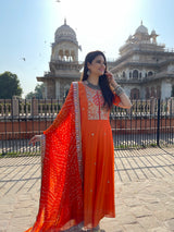 Orange Gotta Patti handwork Anarkali - Aayushi Pathania Jaipur