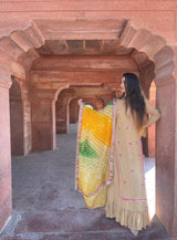 Khaki Gold Gota Patti Anarkali Set - Aayushi Pathania Jaipur