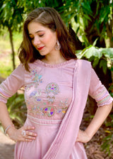 Pink embroidered Pre-drape Anarkali - Aayushi Pathania Jaipur