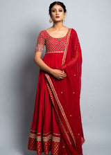 Red Embroidered heavy Anarkali - Aayushi Pathania Jaipur