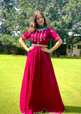 Dark Pink Handwork Anarkali - Aayushi Pathania Jaipur