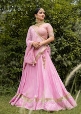 Resham & sequence Embroidered Pink lehenga - Aayushi Pathania Jaipur