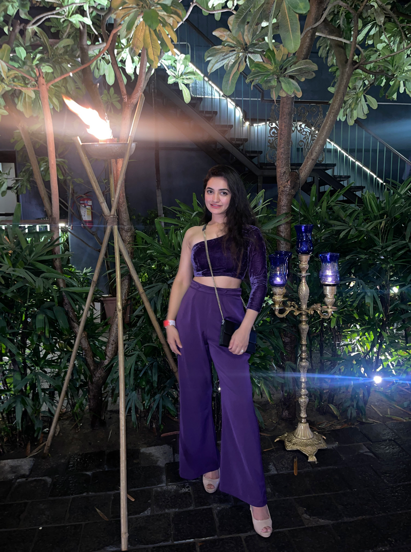 One shoulder purple Co-ord set