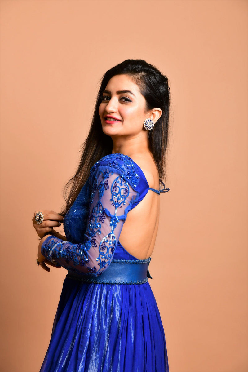 Embellished Blue Sequence Gown - Aayushi Pathania Jaipur