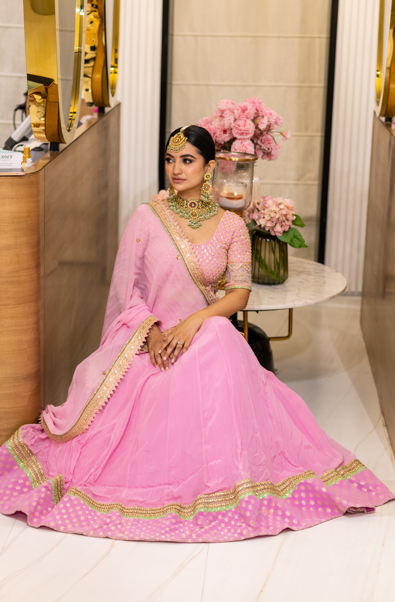 Resham & sequence Embroidered Pink lehenga - Aayushi Pathania Jaipur